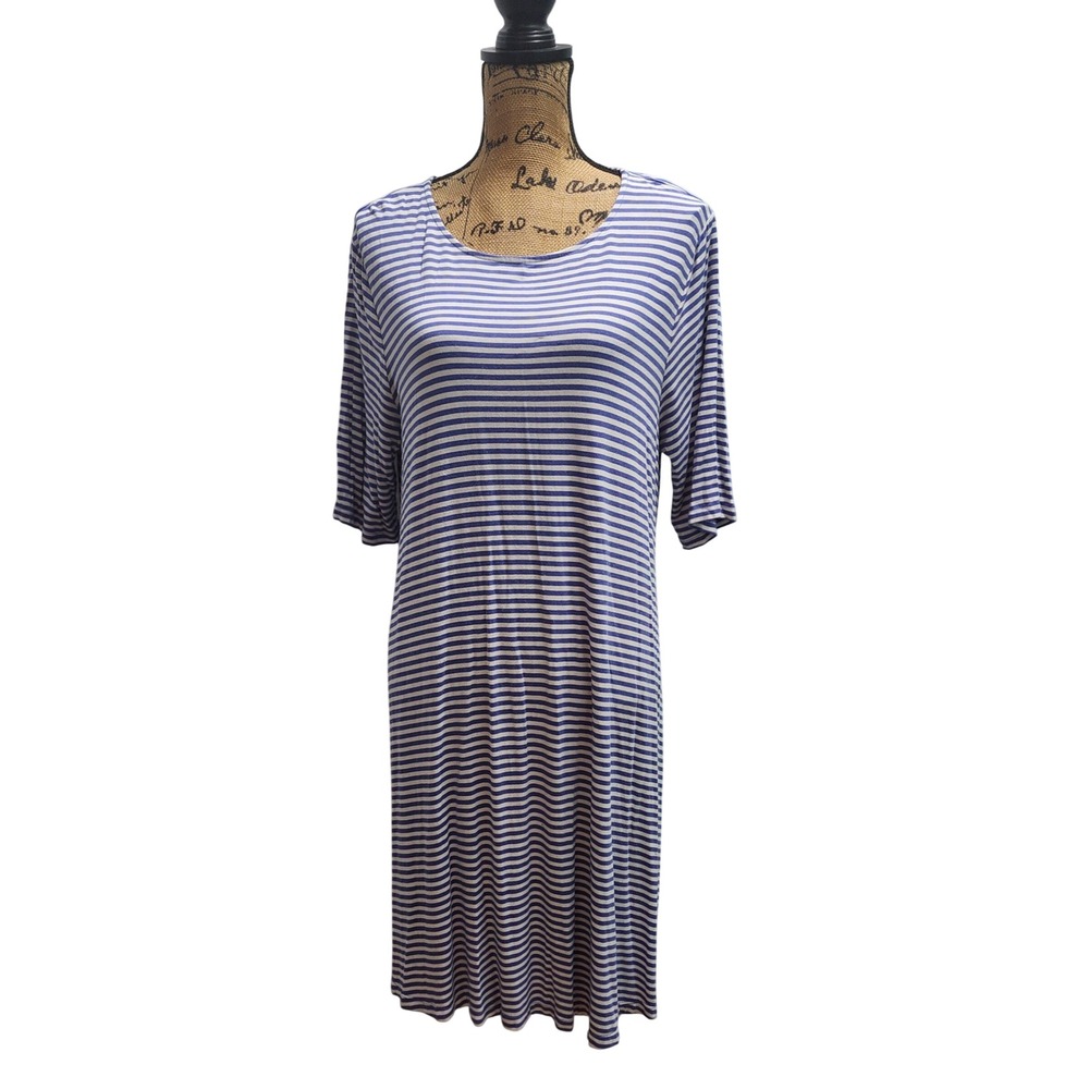 Old Navy Women's XL Blue Striped Knit Swing Casual Midi Dress